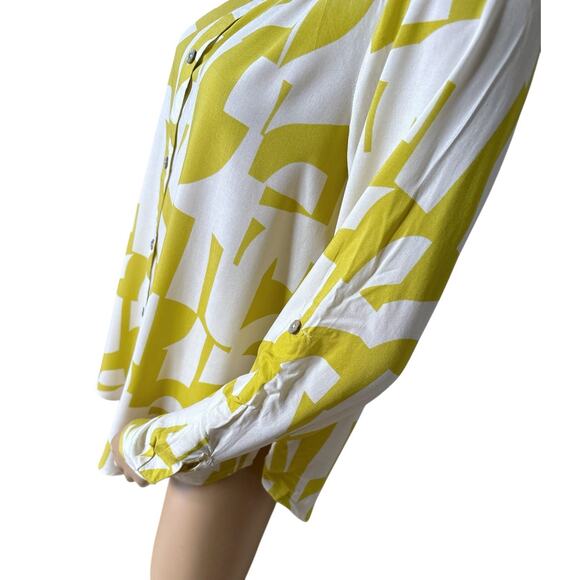 FIG AND FLOWER Womens Size Medium Convertible Sleeve Button Up Collared Shirt - Picture 6 of 9